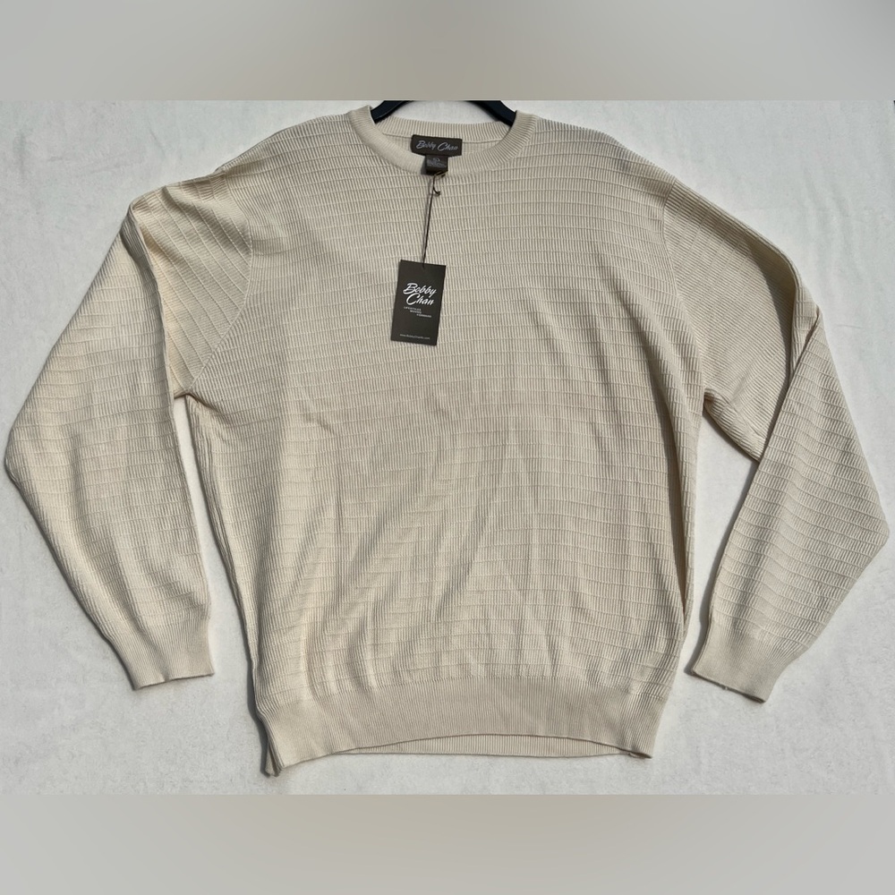 NEW Bobby Chan Silk Sweater for Men Cream